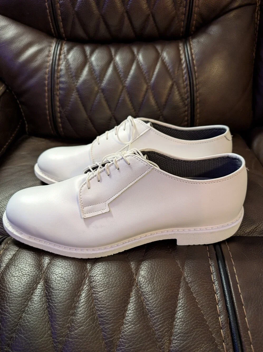 Bates Lites Men's White Leather Dress Oxford Size 14D